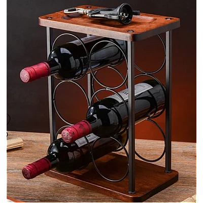 Suport din lemn pentru 6 sticle de vin si 2 pahare, ideal cadou barbati [2]