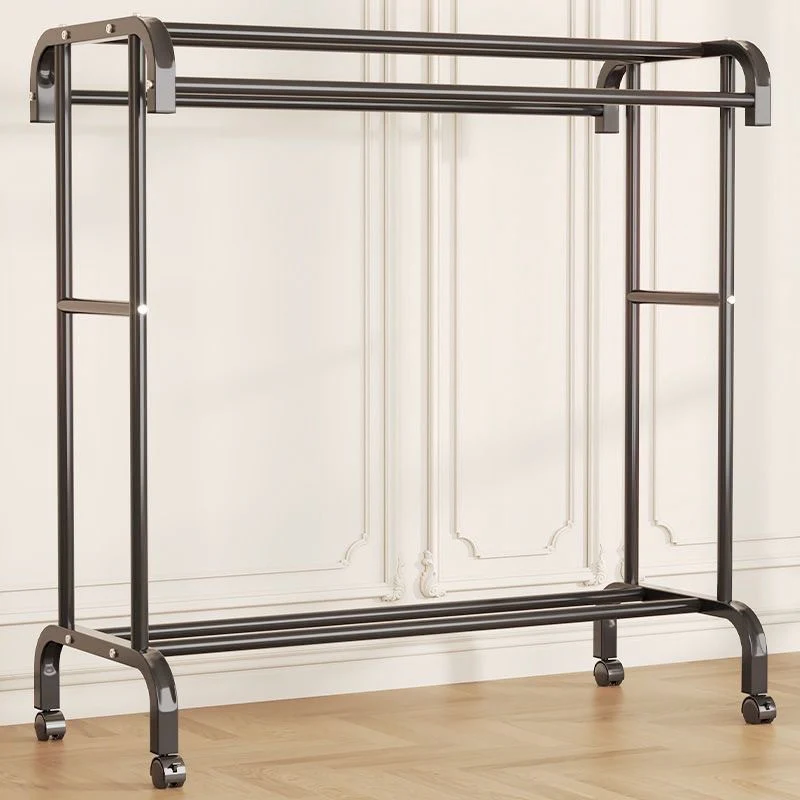 Suport dublu de Umerase pentru Haine, plus suport de pantofi, din metal, bare groase - 35KG greutate maxima, 150x120x48cm [6]