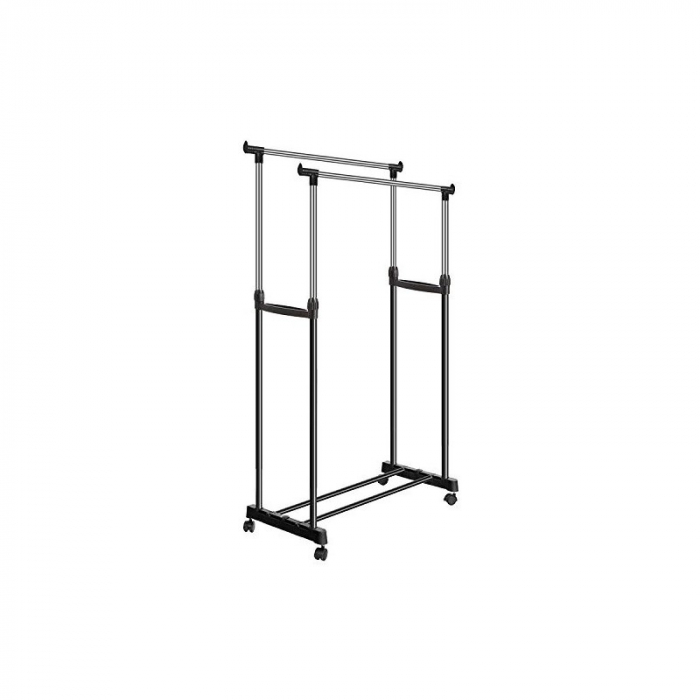 Suport dublu pentru haine, stender umerase cu roti, mobil, 130 x 45 x 160 cm [6]