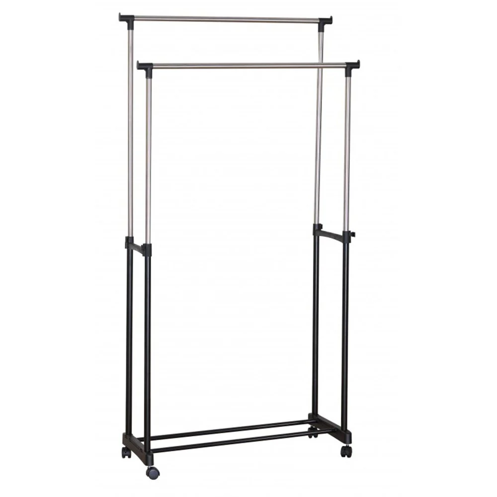 Suport dublu pentru haine, stender umerase cu roti, mobil, 130 x 45 x 160 cm [5]