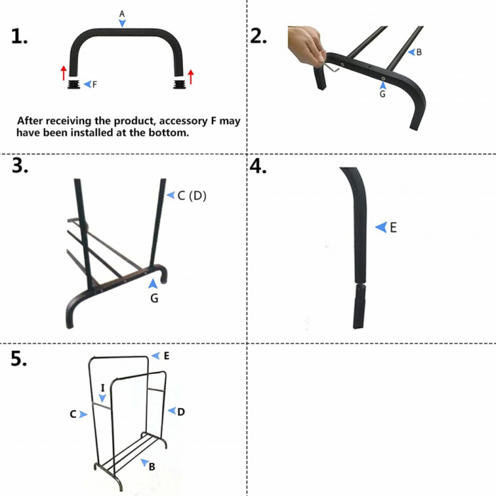 Suport dublu Umerase, Organizator pentru haine cu suport pantofi, 150 x 110 x 54 cm, Premium [5]