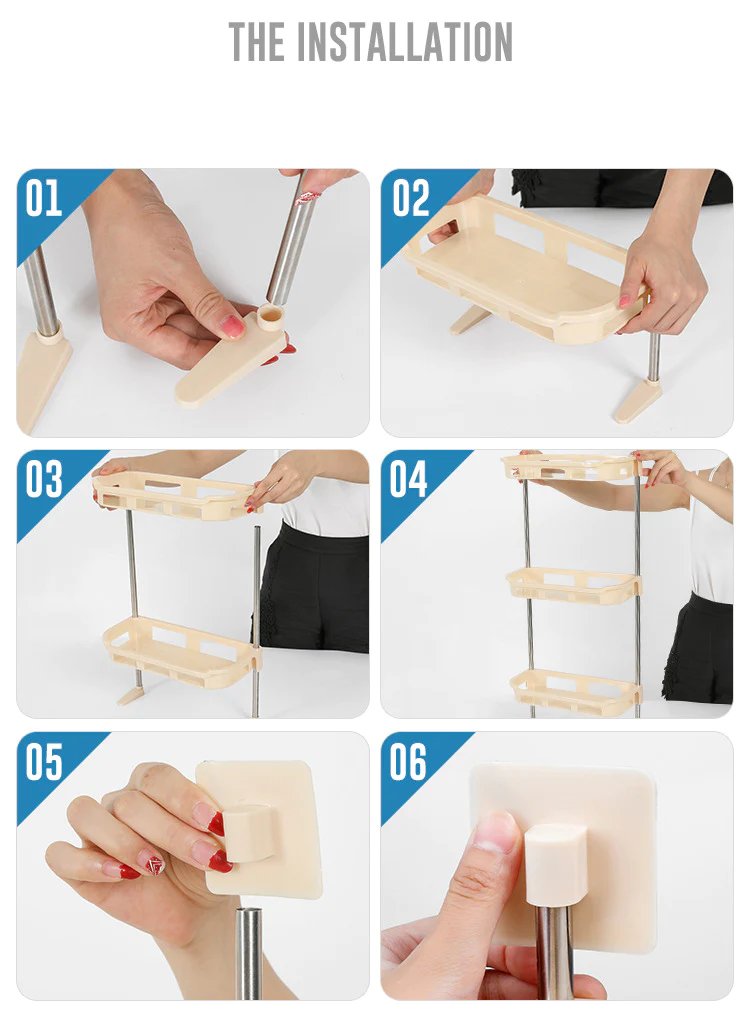 Suport multifunctional depozitare pentru toaleta, 3 polite, 88x30cm [4]