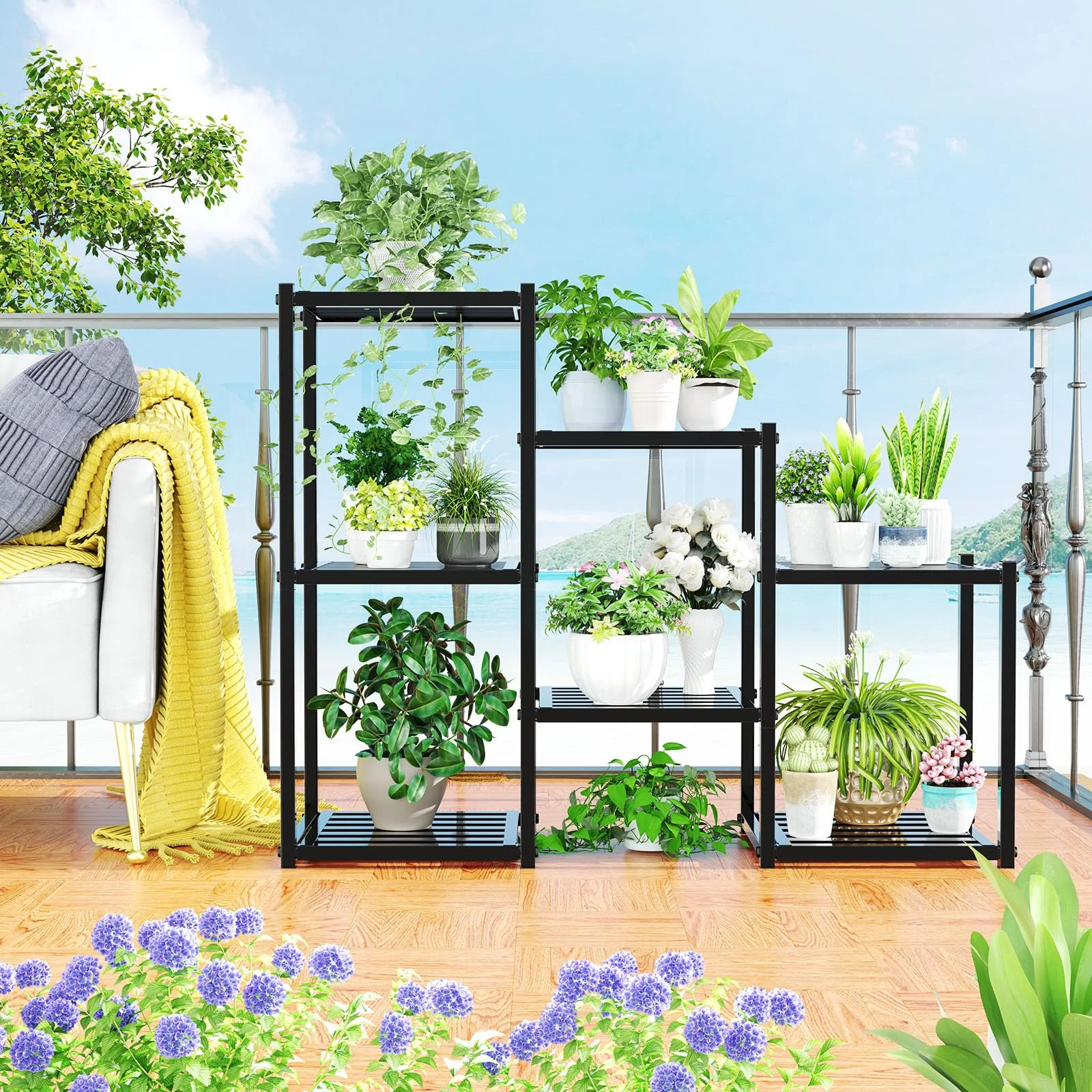 Suport pentru Flori cu 5 Niveluri, Raft Decorativ pentru Plante Interior si Exterior, Stand Plante Modern, Structura Rezistenta [5]
