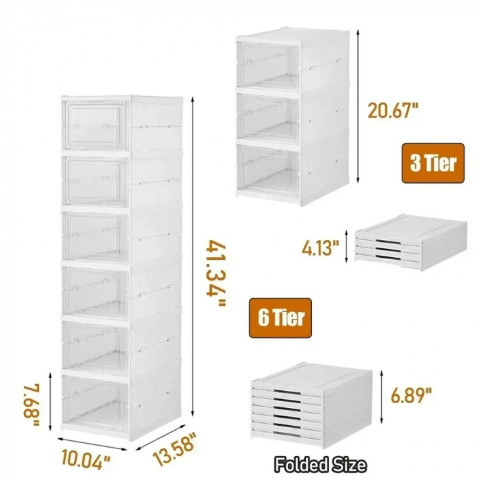 Suport pentru pantofi 12 perechi, cutie depozitare incaltaminte, pliabila, 6 nivele, 105 x 34.5 x 25.5 cm [7]