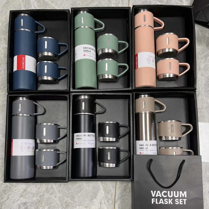 Termos 500 ml cu 3 Cesti incluse, mentinere temperatura 12 ore, otel inoxidabil [8]