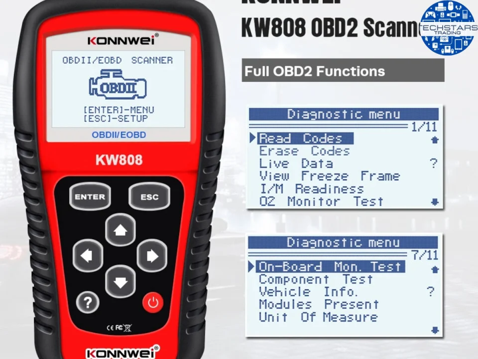 Tester auto universal, diagnoza, obd ii, eobd, senzor O2 test, konnwei kw808 [2]