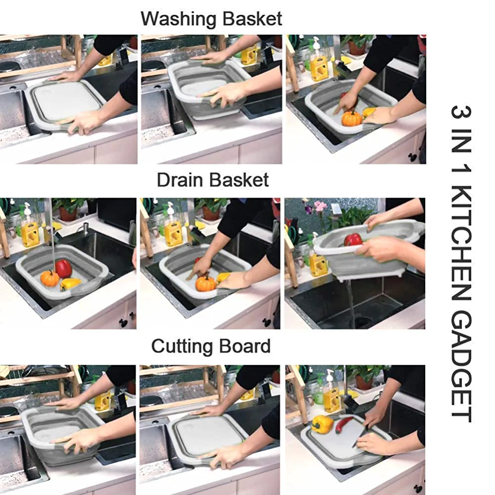 Tocator 3 in 1 multifunctional, pliabil, scurgator, uscator pentru alimente [8]