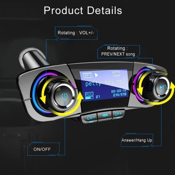 Transmitator FM multifunctional pentru masina cu MP3 Player si Bluetooth [2]