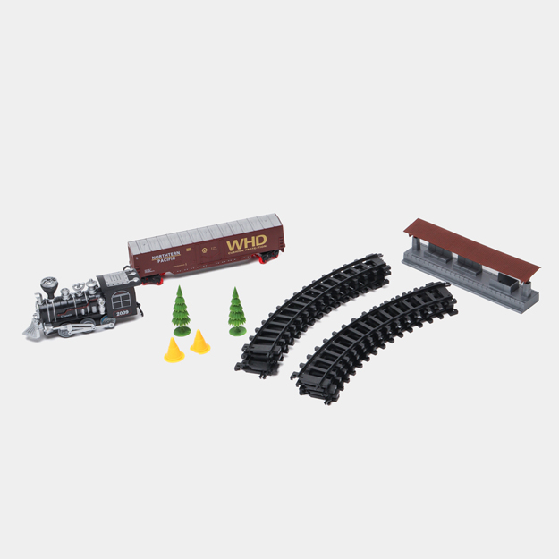 Trenulet Electric pentru Copii, Locomotiva cu Vagon, Sine, Lumini și Sunete, Set Feroviar cu Accesorii, 3+ Ani [7]