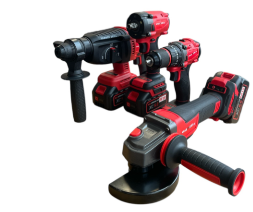 Trusa 4 Piese cu 3 Acumulatori 18V 5Ah, Masina cu Impact + Bormasina + Rotopercutor + Polizor/Flex + 30 Accesorii [2]