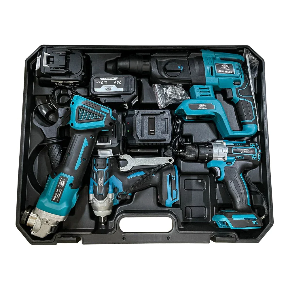 Trusa 4 Scule cu Acumulator 48V, Bormasina Impact, Polizor Unghiular, Rotopercutor, Autofiletanta [2]