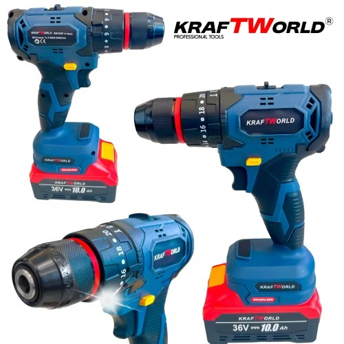 Trusa 4 Scule, Masina cu Impact + Rotopercutor + Polizor/Flex + Bormasina, cu 3 Acumulatori 36V 10AH, KraftWorld [3]