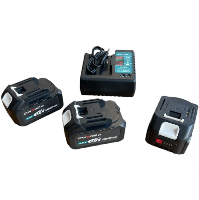 Trusa 5 piese KraftRoyal, Flex + Masina Impact + Rotopercutor + Autofiletanta + Nivela laser, 3 Acumulatori 36V 8AH [3]