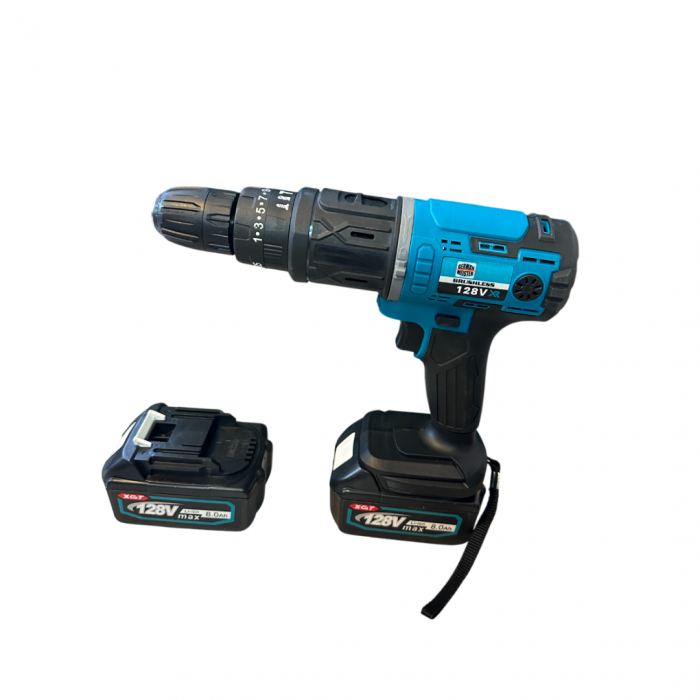 Trusa 8 in 1 German Meister, 128V 8AH cu 2 Acumulatori, Scule Interschimbabile (Bormasina, Masina cu Impact, Rotopercutor, Flex, Fierastrau Sabie, Drujba, Suflanta aer, Aparat Spalat cu Presiune) [4]
