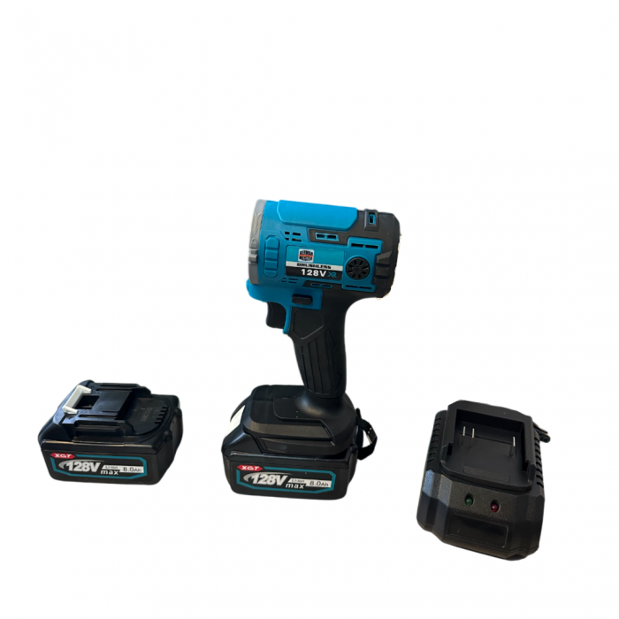 Trusa 8 in 1 German Meister, 128V 8AH cu 2 Acumulatori, Scule Interschimbabile (Bormasina, Masina cu Impact, Rotopercutor, Flex, Fierastrau Sabie, Drujba, Suflanta aer, Aparat Spalat cu Presiune) [2]