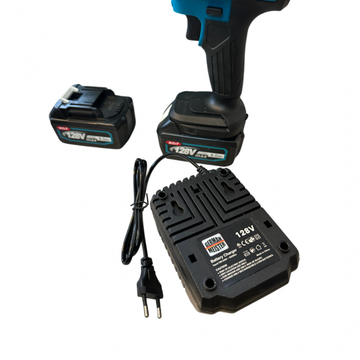 Trusa 8 in 1 German Meister, 128V 8AH cu 2 Acumulatori, Scule Interschimbabile (Bormasina, Masina cu Impact, Rotopercutor, Flex, Fierastrau Sabie, Drujba, Suflanta aer, Aparat Spalat cu Presiune) [12]