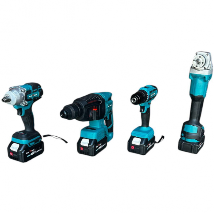 Trusa German Meister Bormasina + Flex + Rotopercutor + Masina cu Impact, 3 Acumulatori 36V 5AH + 60 Accesorii [15]