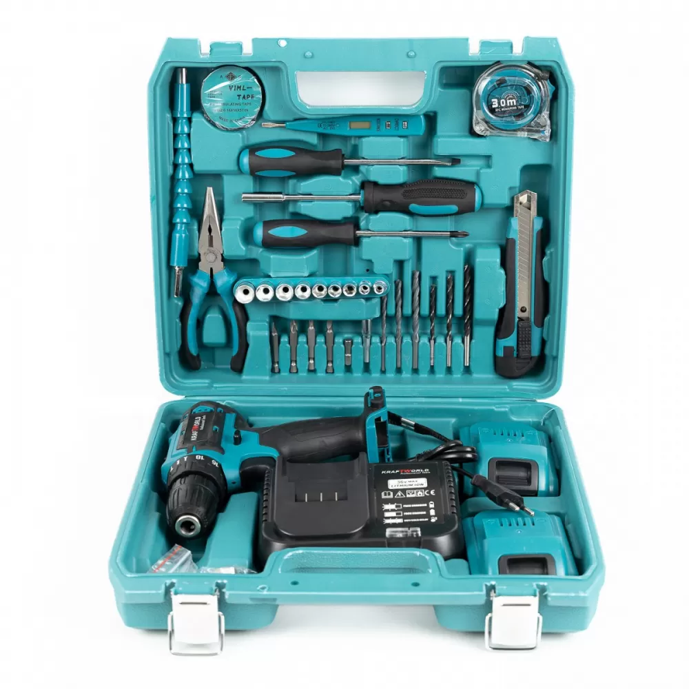 Trusa Bormasina cu percutie KraftWorld cu 2 acumulatori 36V + 30 accesorii [5]