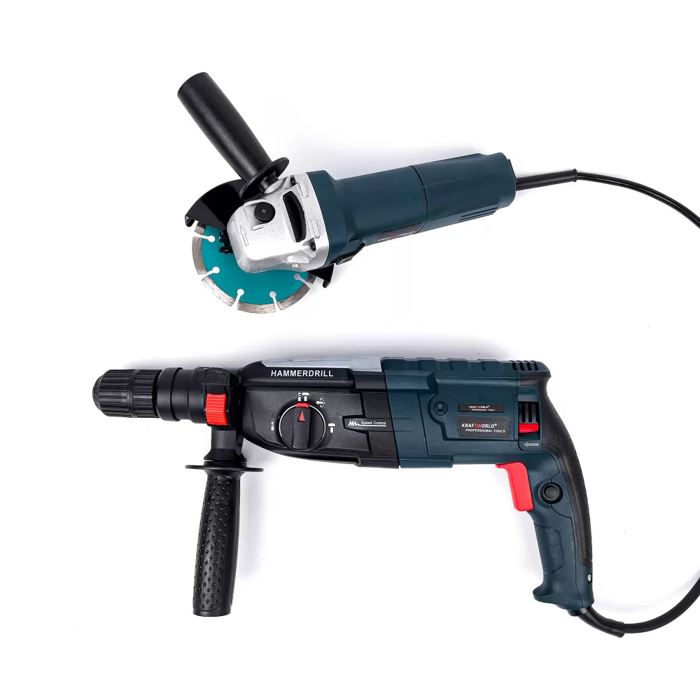 Trusa Ciocan Rotopercutor 1600W si Polizor Unghiular Flex 1400W, KraftRoyal [2]