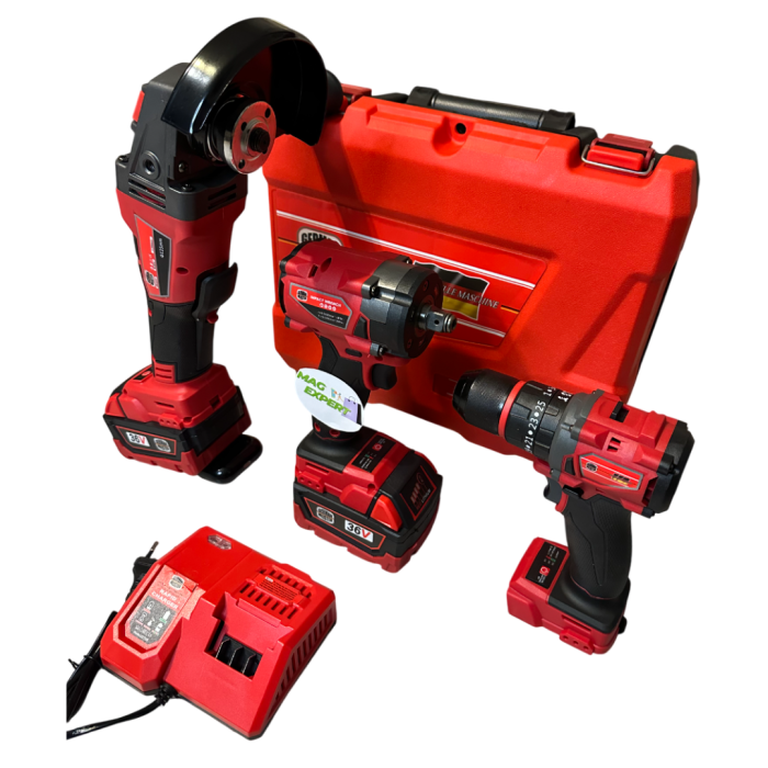 Trusa German Meister Bormasina Autofiletanta, Polizor unghiular/Flex, Masina cu Impact, cu 2 Acumulatori 36V 8Ah [2]