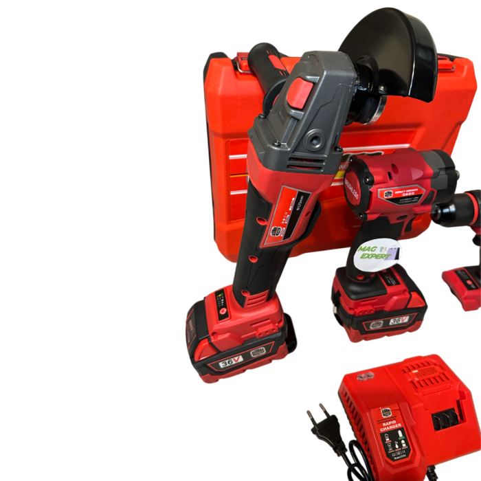 Trusa German Meister Bormasina Autofiletanta, Polizor unghiular/Flex, Masina cu Impact, cu 2 Acumulatori 36V 8Ah [12]