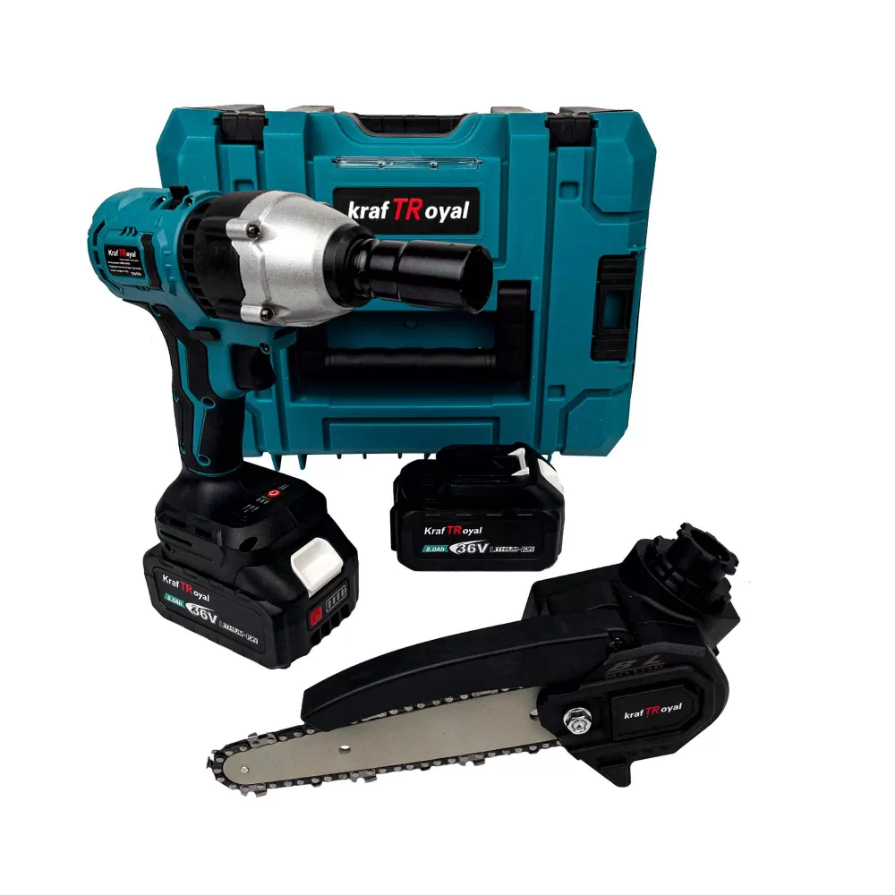 Trusa KraftRoyal 5 in 1 cu 2 Acumulatori 36V 8Ah, Autofiletanta, Impact, Flex, Fierastrau Sabie, MiniDrujba [4]
