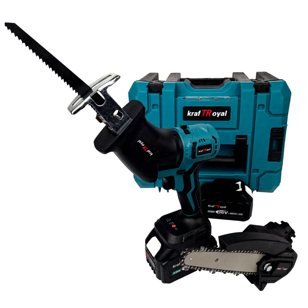 Trusa KraftRoyal 5 in 1 cu 2 Acumulatori 36V 8Ah, Autofiletanta, Impact, Flex, Fierastrau Sabie, MiniDrujba [5]