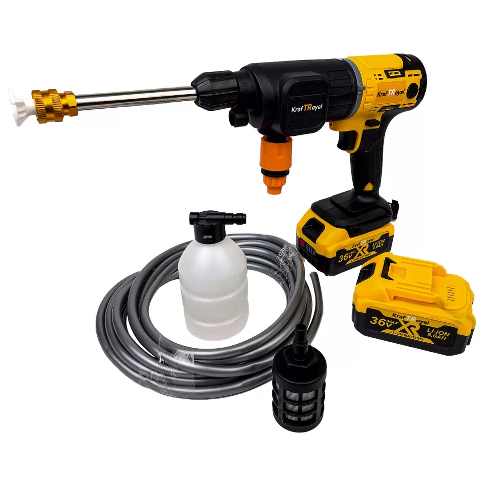 Trusa KraftRoyal 5 in 1 cu 2 Acumulatori 36V 8AH, Autofiletanta, Masina Impact, Flex, Rotopercutor, Pistol Spalat cu Presiune [5]