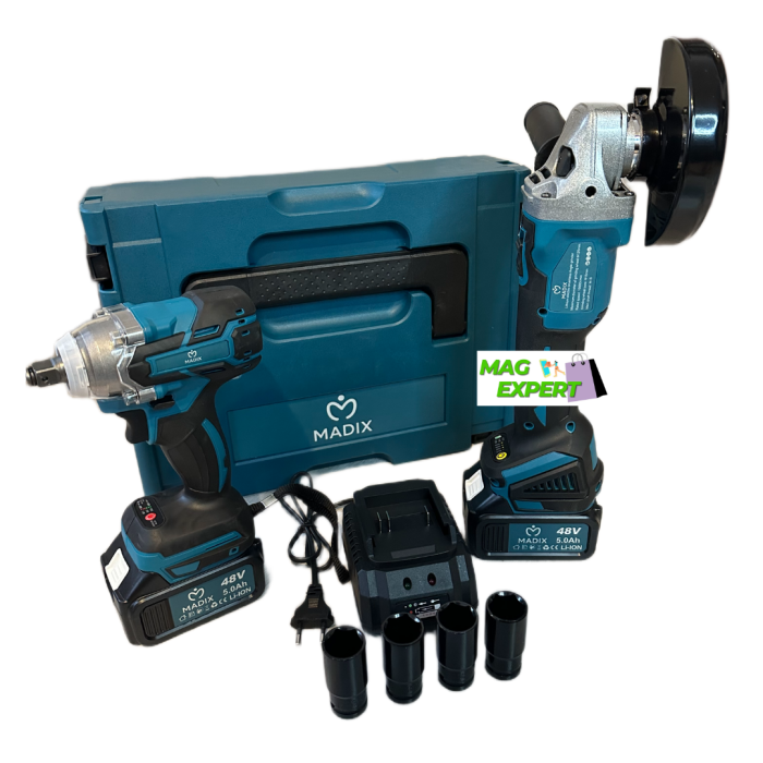 Trusa Masina cu Impact + Polizor Unghiular / Flex Brushless cu 2 Acumulatori 48V 5AH, Incarcator Rapid, Trusa Transport [3]