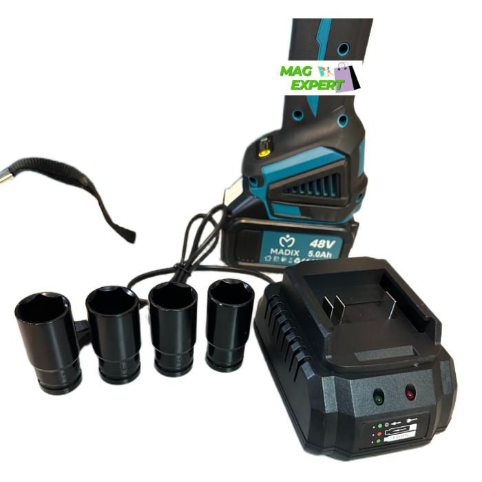 Trusa Masina cu Impact + Polizor Unghiular / Flex Brushless cu 2 Acumulatori 48V 5AH, Incarcator Rapid, Trusa Transport [8]