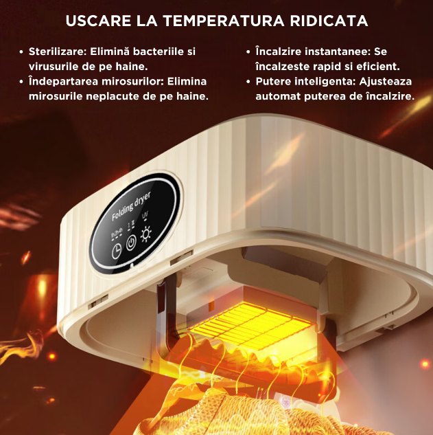 Uscator de Haine Electric, Pliabil, de Uz Casnic, Capacitate 10 KG, Portabil, Usuca rapid, Calitate premium [2]
