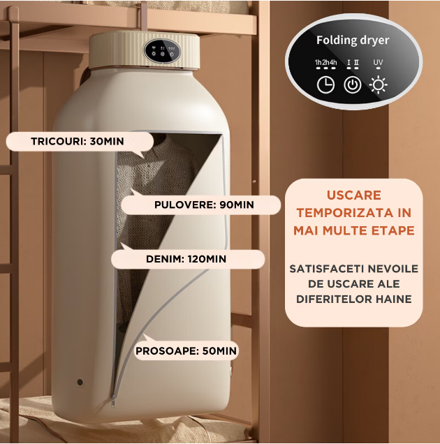 Uscator de Haine Electric, Pliabil, de Uz Casnic, Capacitate 10 KG, Portabil, Usuca rapid, Calitate premium [3]