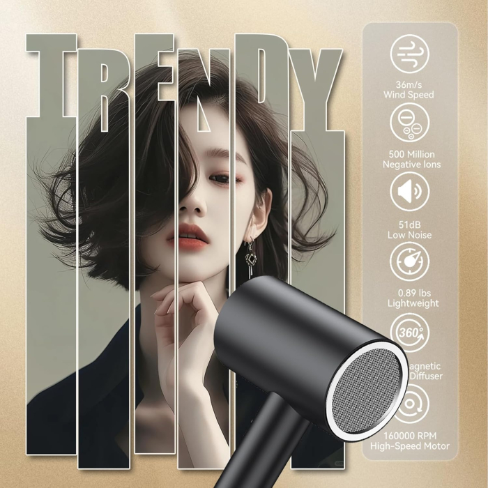 Uscator de Par cu Montare pe Perete, lumina albastra, Cablu cu arc spiralat, Andowl Q-F002 [8]