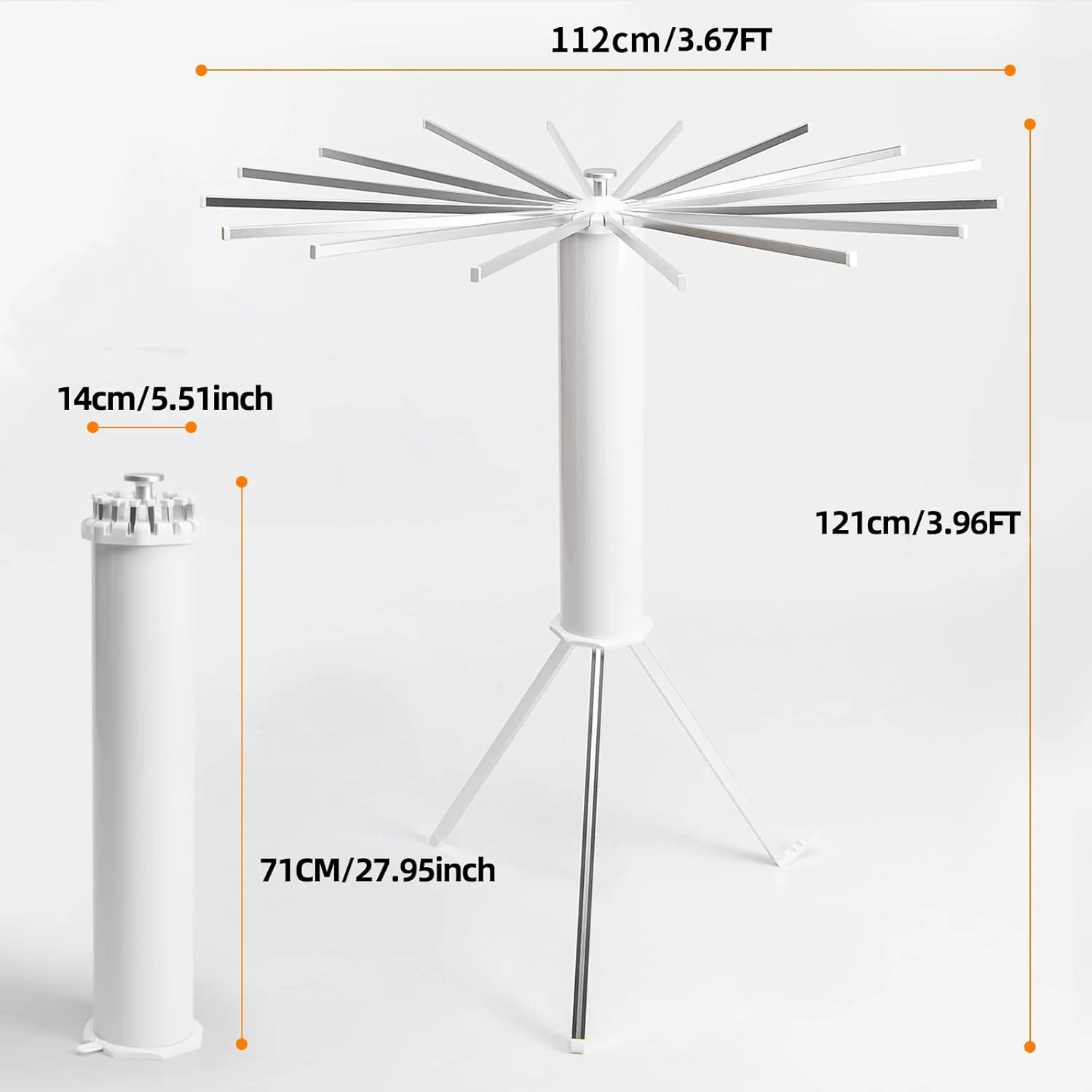 Uscator de Rufe Pliabil Complet, 16 Brate Rotative, Tip Trepied, Aluminiu Inoxidabil, Portabil, Interior/Exterior [5]