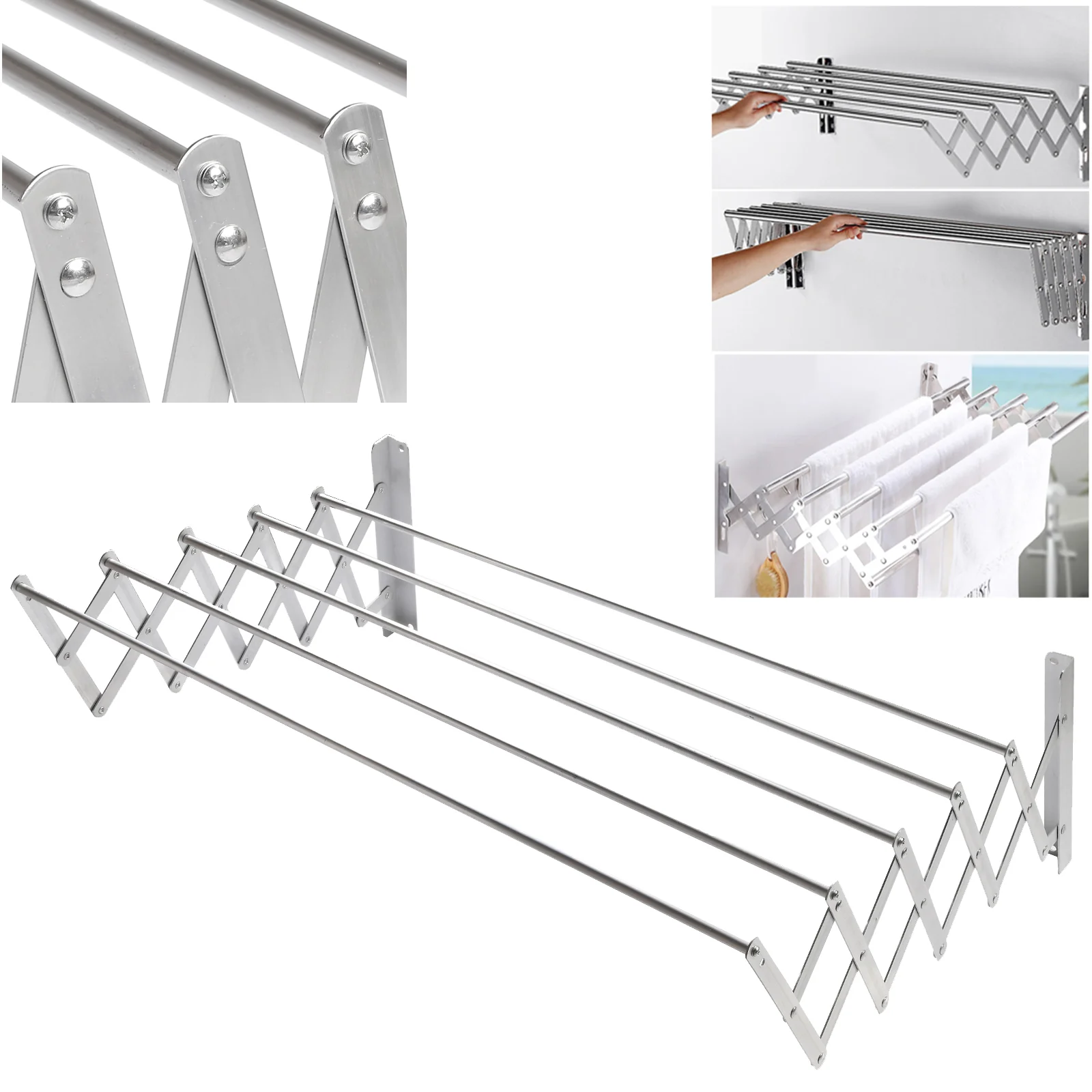 Uscator rufe din aluminiu, retractabil, cu prindere in perete 70cm [5]