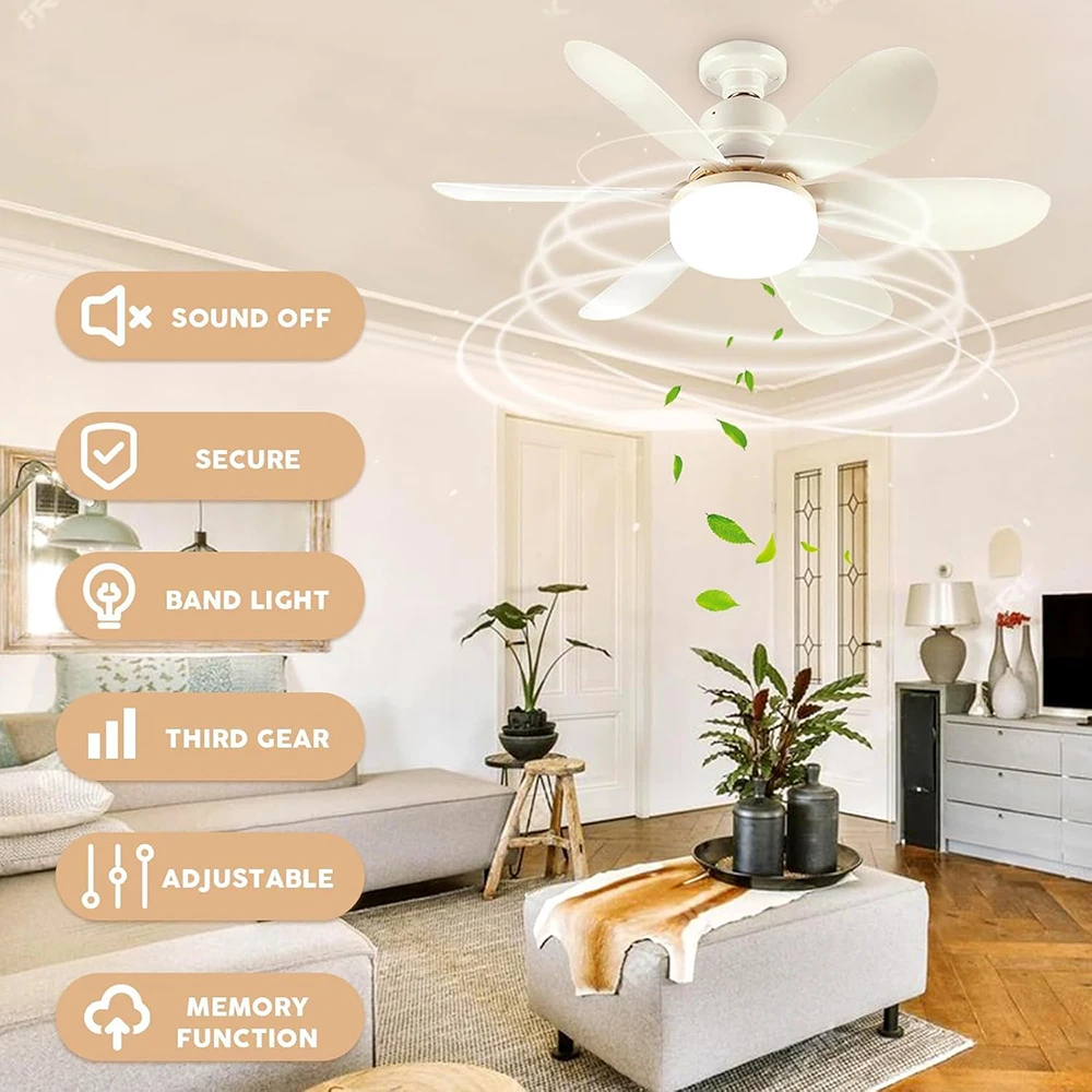 Ventilator de Tavan cu Lumina LED si Telecomanda, tip E27, 3 Viteze, Iluminare Reglabila, Timer Sleep, 40W [5]