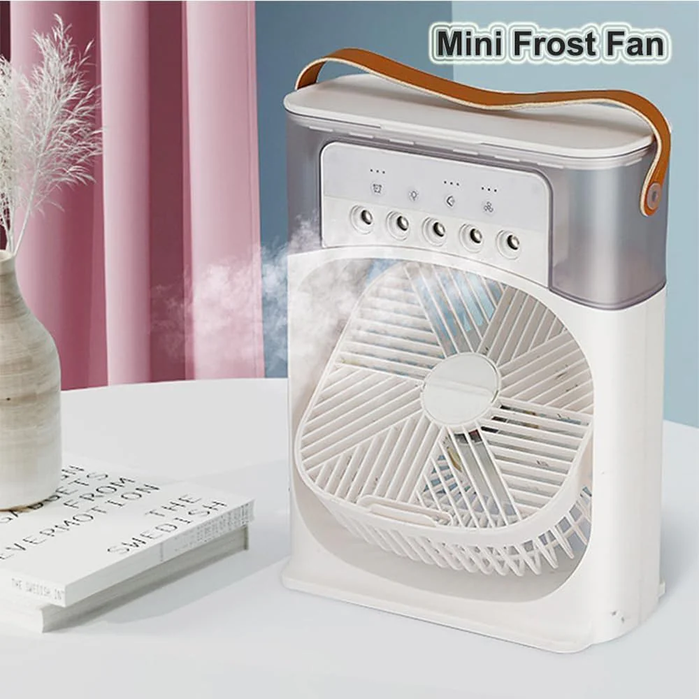 Ventilator portabil 3 în 1 cu pulverizare: racorire, umidificare și iluminare în 7 culori [6]