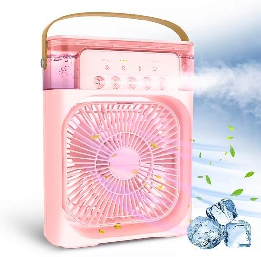 Ventilator portabil 3 în 1 cu pulverizare: racorire, umidificare și iluminare în 7 culori [9]