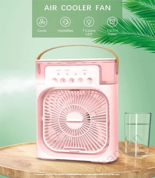 Ventilator portabil 3 în 1 cu pulverizare: racorire, umidificare și iluminare în 7 culori [8]