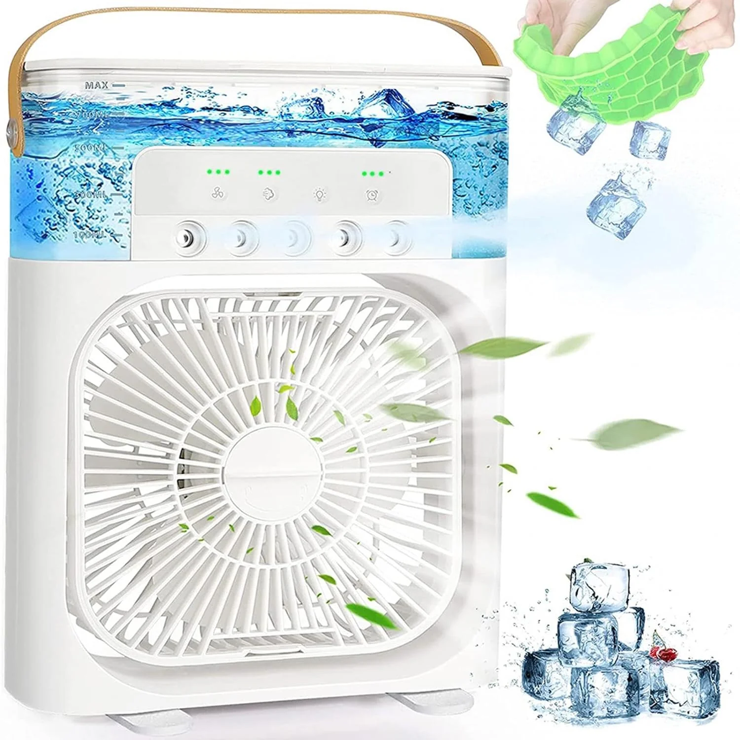 Ventilator portabil 3 în 1 cu pulverizare: racorire, umidificare și iluminare în 7 culori [1]