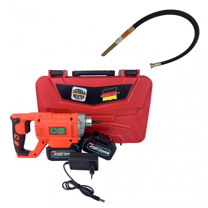 Vibrator pentru Beton German Meister, cu 2 Acumulatori 128V 10Ah, Cu/Fara Lance 35mm*1.5M [4]