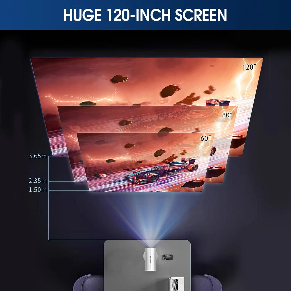 Videoproiector 4K inteligent, 12000 lumeni, suport extensibil, 240 ANSI, WiFi, Bluetooth, 4M proiectie [17]