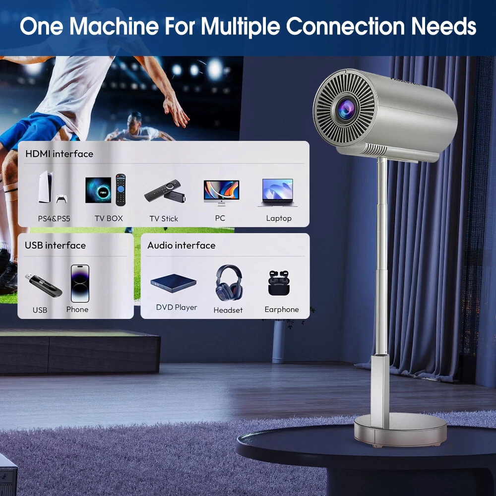 Videoproiector 4K inteligent, 12000 lumeni, suport extensibil, 240 ANSI, WiFi, Bluetooth, 4M proiectie [18]
