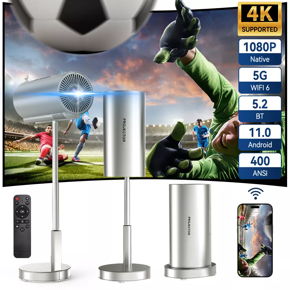 Videoproiector 4K inteligent, 12000 lumeni, suport extensibil, 240 ANSI, WiFi, Bluetooth, 4M proiectie [8]