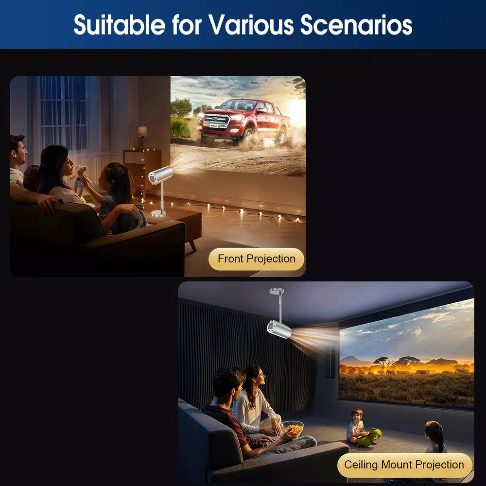 Videoproiector 4K inteligent, 12000 lumeni, suport extensibil, 240 ANSI, WiFi, Bluetooth, 4M proiectie [7]