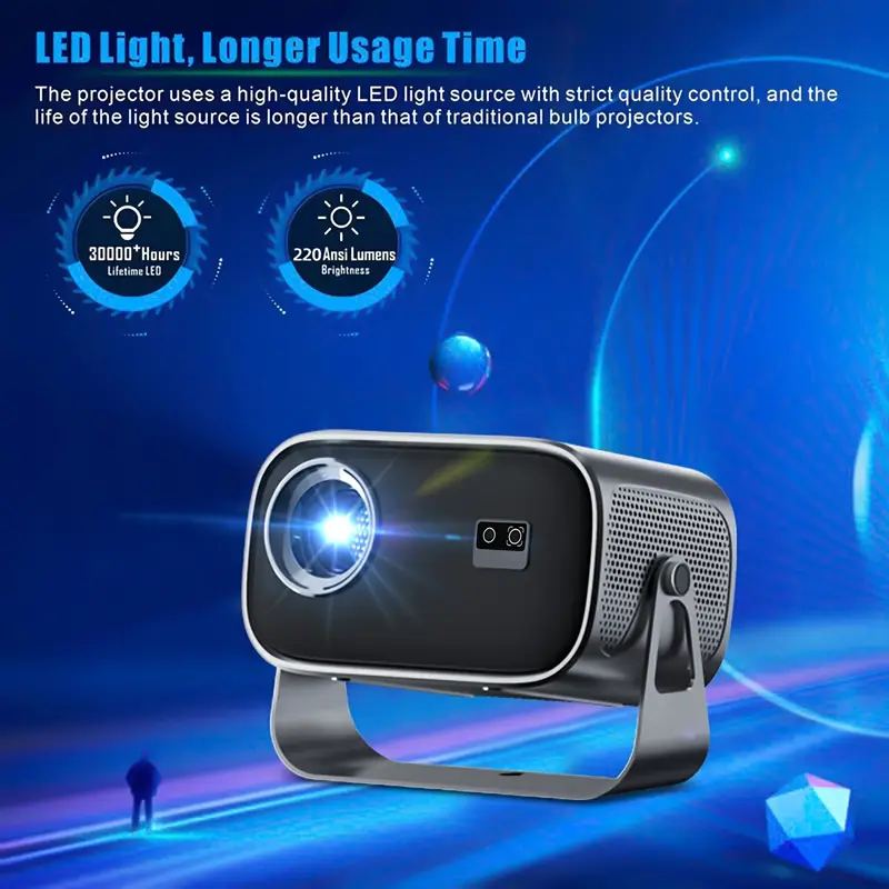 Videoproiector LED LCD Portabil 1280x720P, 150 ANSI lumeni, Contrast 2000:1, WiFi, Bluetooth, HDMI, AV, USB [11]