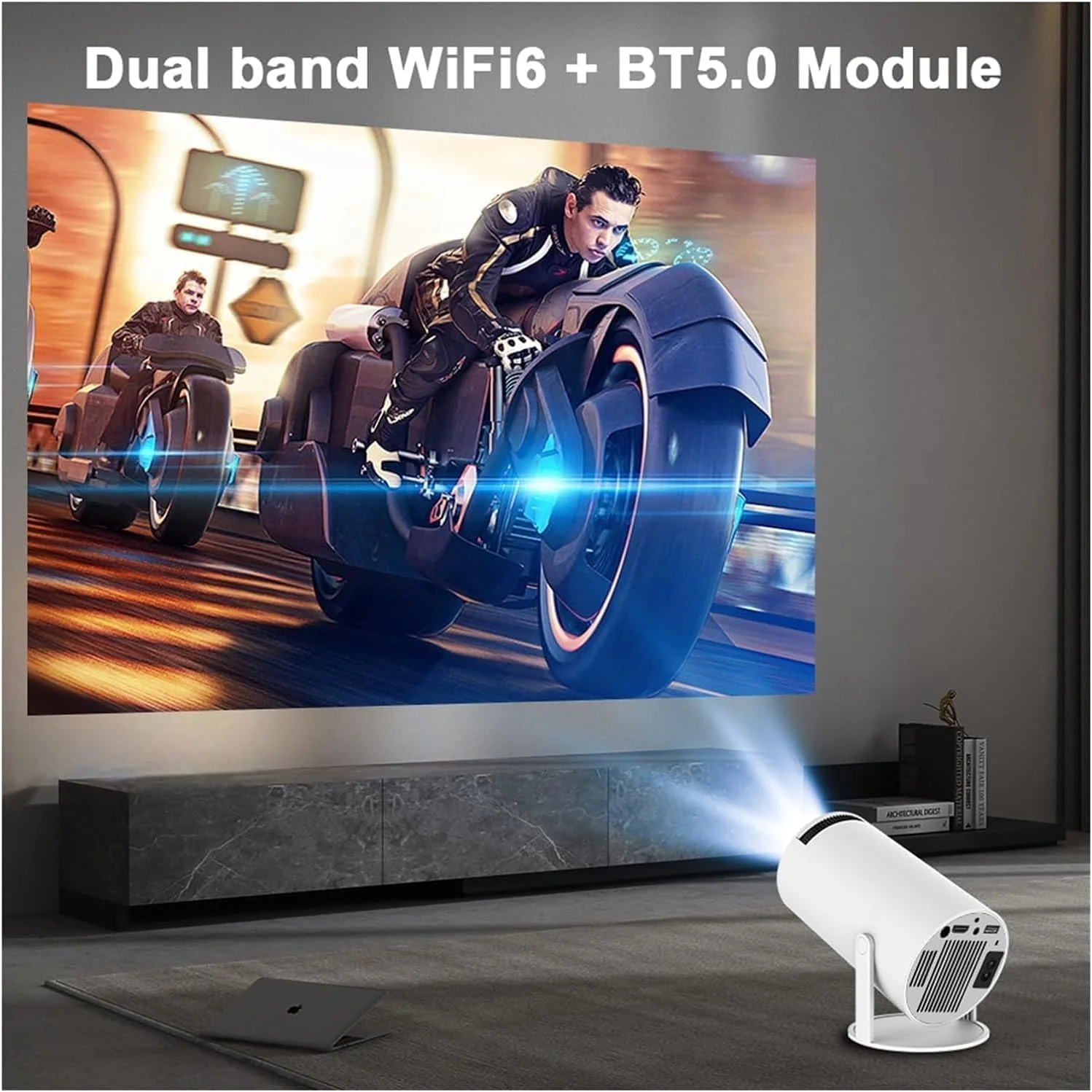 Videoproiector Portabil 4K Ultra HD cu 2 Controllere si 10.000 Jocuri incluse, WiFi, Bluetooth 5.0, 5000 lumeni, difuzor integrat, telecomanda, Rotatie 180 grade, Andowl [4]
