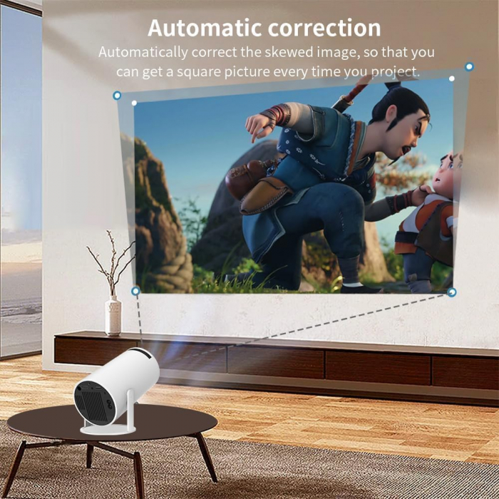 Videoproiector Portabil 4K Ultra HD cu 2 Controllere si 10.000 Jocuri incluse, WiFi, Bluetooth 5.0, 5000 lumeni, difuzor integrat, telecomanda, Rotatie 180 grade, Andowl [9]