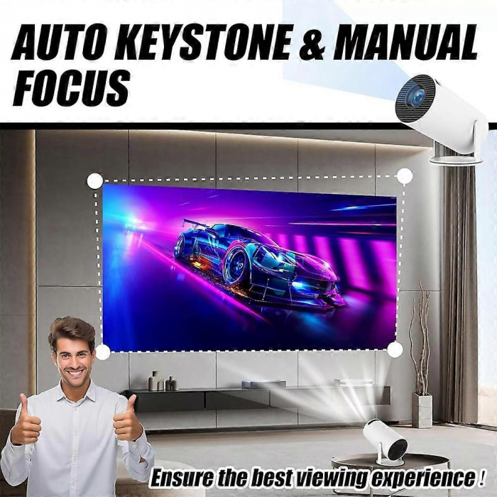 Videoproiector Portabil 4K Ultra HD cu 2 Controllere si 10.000 Jocuri incluse, WiFi, Bluetooth 5.0, 5000 lumeni, difuzor integrat, telecomanda, Rotatie 180 grade, Andowl [10]