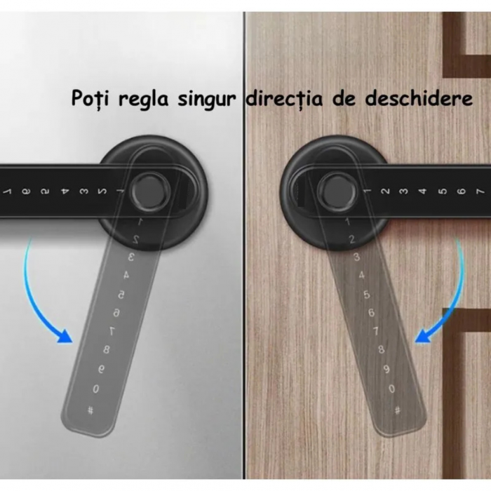 Yala Incuietoare Digitala Smart, Pentru Casa, Apartament, Hotel, Inteligenta, Deblocare Amprenta, Cod PIN, Cheie, Negru [7]
